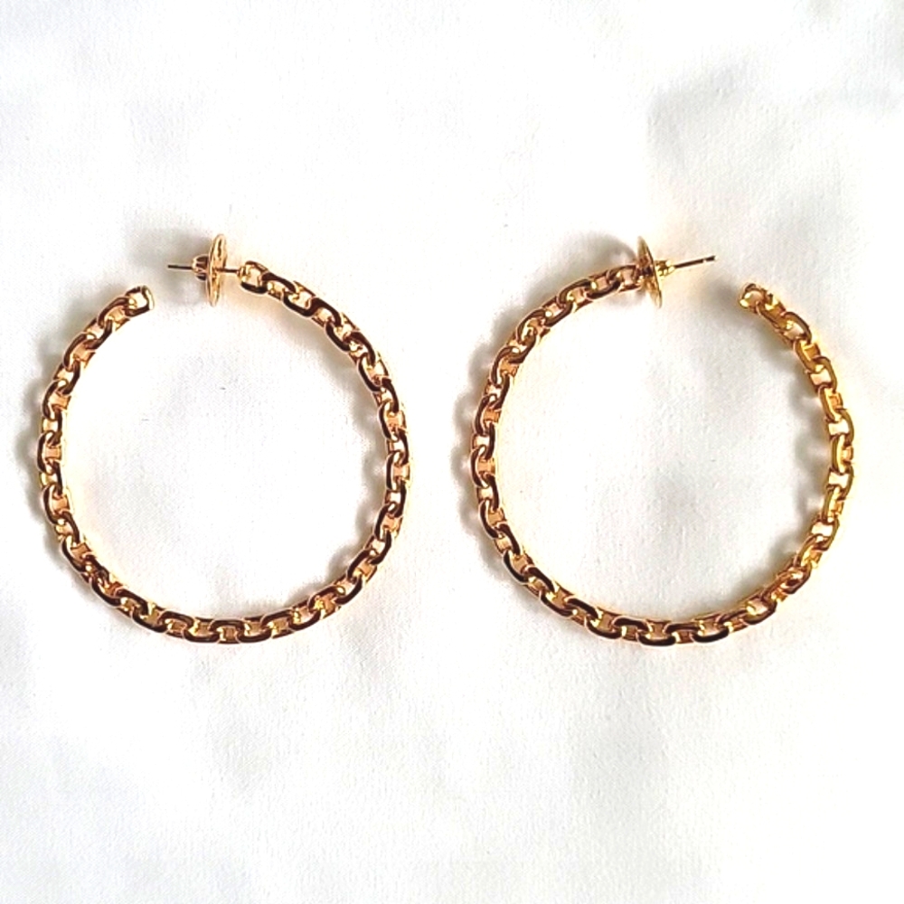 Tory Burch Gold Chain Link Hoop Earrings